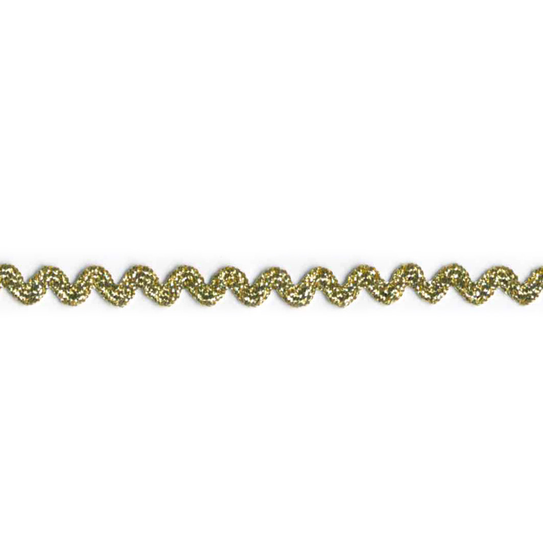 Zig Zag lurex bånd, guld, 7mm